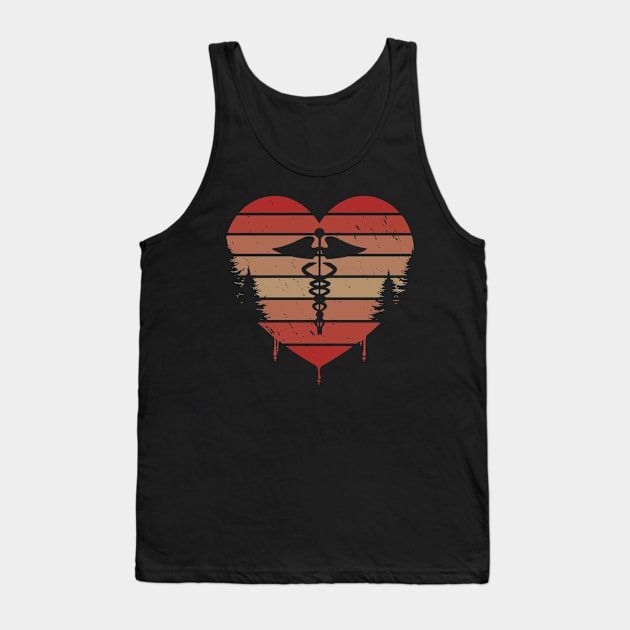 Cute Red Vintage Heart Med School Valentine Day Love Gift Idea Tank Top by Lyume